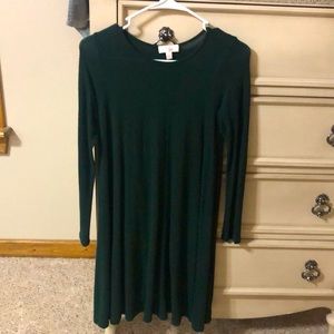 Girls XL dark green high low dress